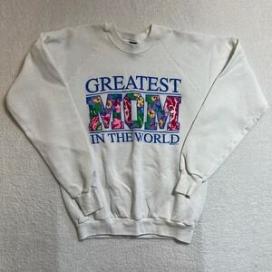 90s Colorful Floral Graphic Sweatshirt Worlds Greatest Mom Screen Stars size XL
